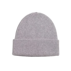 Bonnet gris clair en laine mérinos recyclée - merino wool beanie heather grey