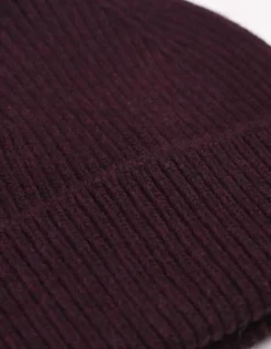 Bonnet rouge bordeaux en laine mérinos recyclée - merino wool beanie oxblood red
