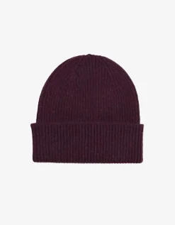 Bonnet rouge bordeaux en laine mérinos recyclée - merino wool beanie oxblood red