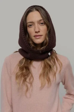 Cagoule en cachemire recyclé | marron "marika - brown caffè"
