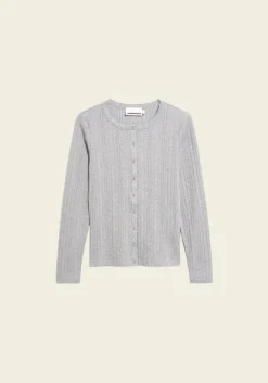 Cardigan léger pointelle en coton bio | gris "pointelle cardigan - silver melange"