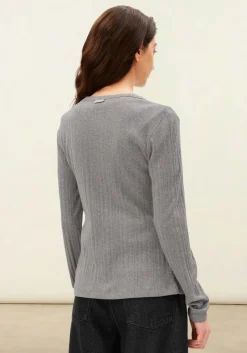 Cardigan léger pointelle en coton bio | gris 