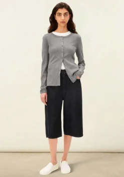 Cardigan léger pointelle en coton bio | gris 