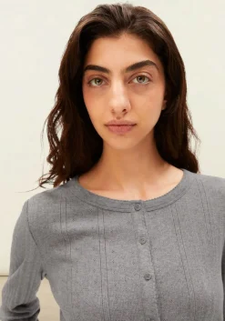 Cardigan léger pointelle en coton bio | gris 