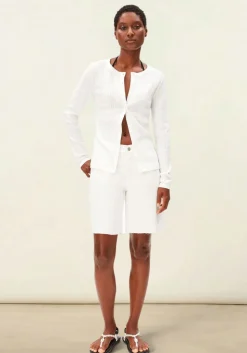 Cardigan léger pointelle en coton bio | blanc "pointelle cardigan - white"