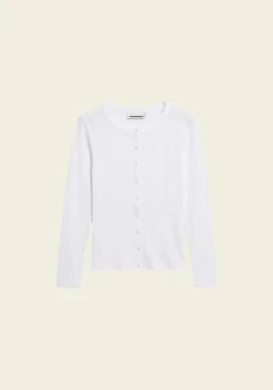 Cardigan léger pointelle en coton bio | blanc "pointelle cardigan - white"