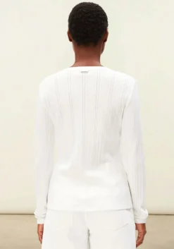 Cardigan léger pointelle en coton bio | blanc