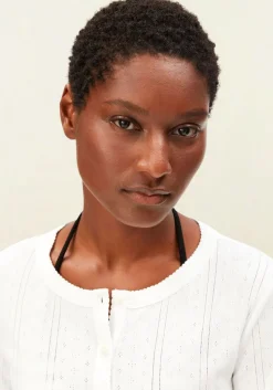 Cardigan léger pointelle en coton bio | blanc