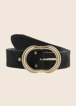 Ceinture cuir certifié | daim noir - 