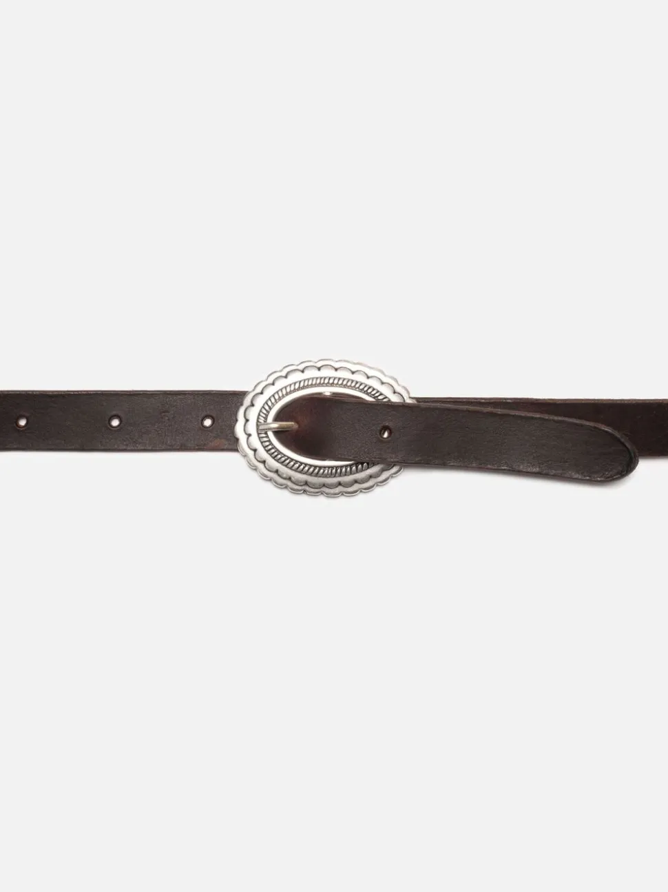 Ceinture en cuir au tannage végétal | marron "western concho silver belt dark brown"