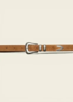 Ceinture en cuir suède à tannage végétal | tabac 