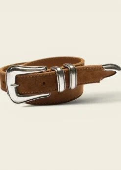 Ceinture en cuir suède à tannage végétal | tabac 