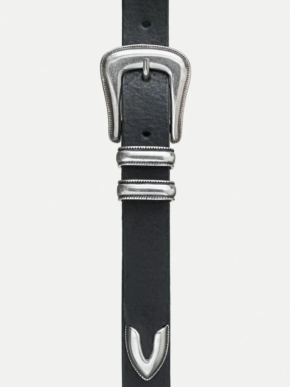 Ceinture en cuir tannage végétal | noir "western silver belt black"
