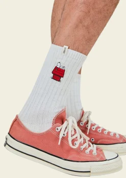 Chaussettes en coton bio | blanc "peanuts doghouse socks white"