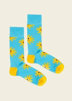 Chaussettes en coton bio | bleu "smiling bright"