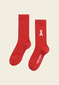 Chaussettes en coton biologique | rouge "saamus bold - coral blush"