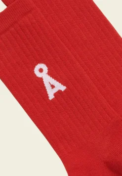 Chaussettes en coton biologique | rouge "saamus bold - coral blush"