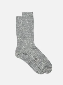 Chaussettes en coton biologique | gris "rasmusson mens rib slub sock - greymelange"