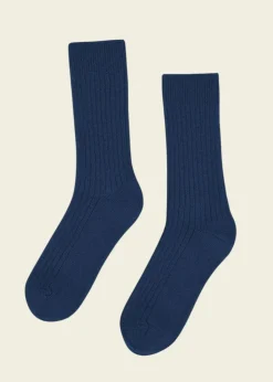 Chaussettes en laine mérinos recyclée | bleu "marine blue"