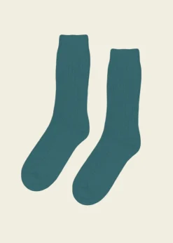 Chaussettes en laine mérinos recyclées | vert turquoise "ocean green"