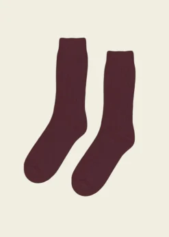 Chaussettes en laine mérinos recyclée | bordeaux "oxblood red"