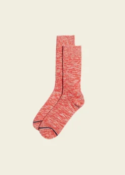 Chaussettes en matières recyclées | rouge chiné "mens chunky socks red melange"