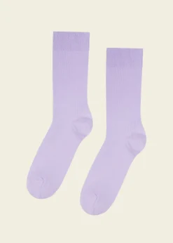 Chaussettes hautes lilas en coton bio - soft lavender