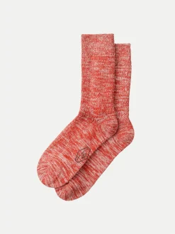 Chaussettes épaisses en matières recyclées | rouge "chunky socks red melange"