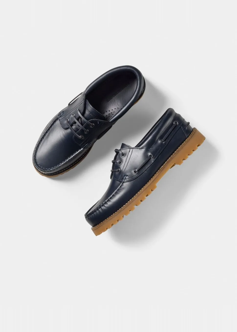 Chaussures bateau en cuir certifié | ollie boat shoe - navy leather