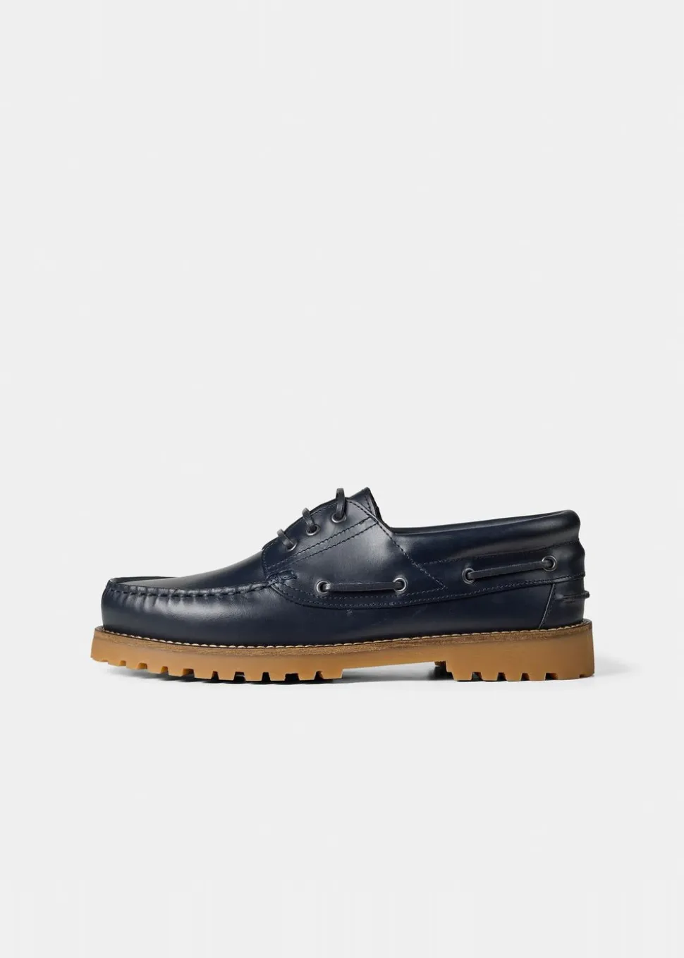 Chaussures bateau en cuir certifié | ollie boat shoe - navy leather