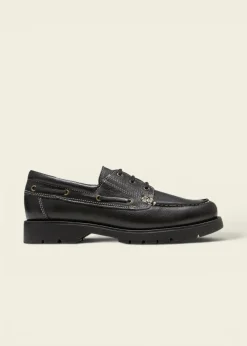 Chaussures bateau en cuir certifié | noir "embruns oak noir"