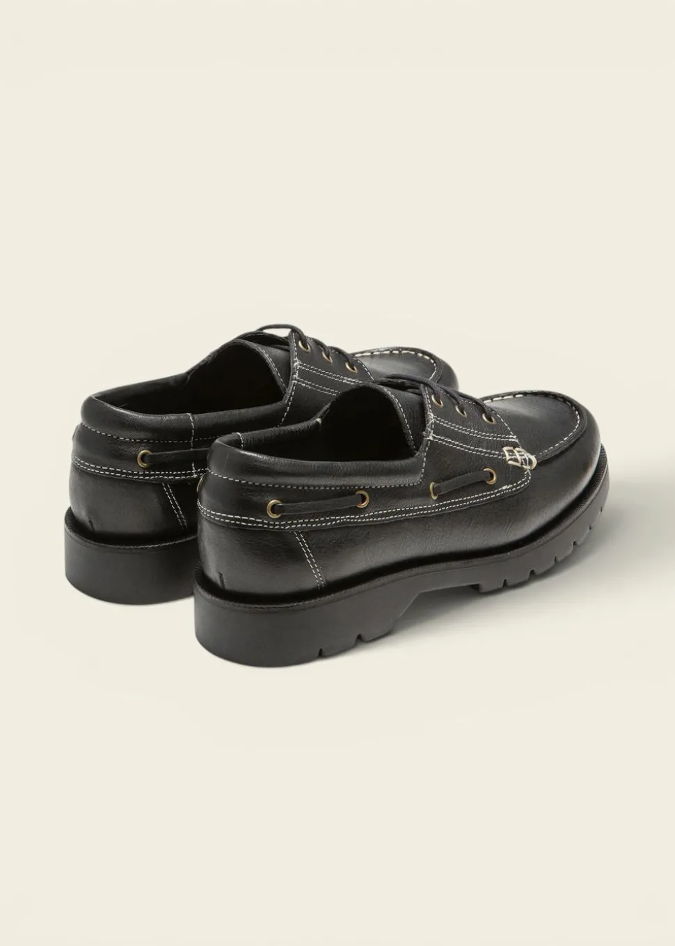 Chaussures bateau en cuir certifié | noir "embruns oak noir"