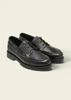Chaussures bateau en cuir certifié | noir