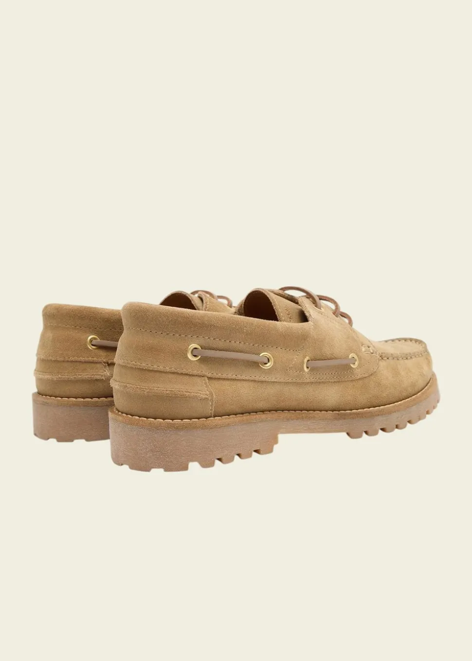 Chaussures bateau en cuir certifié | ollie boat shoe - earth suede