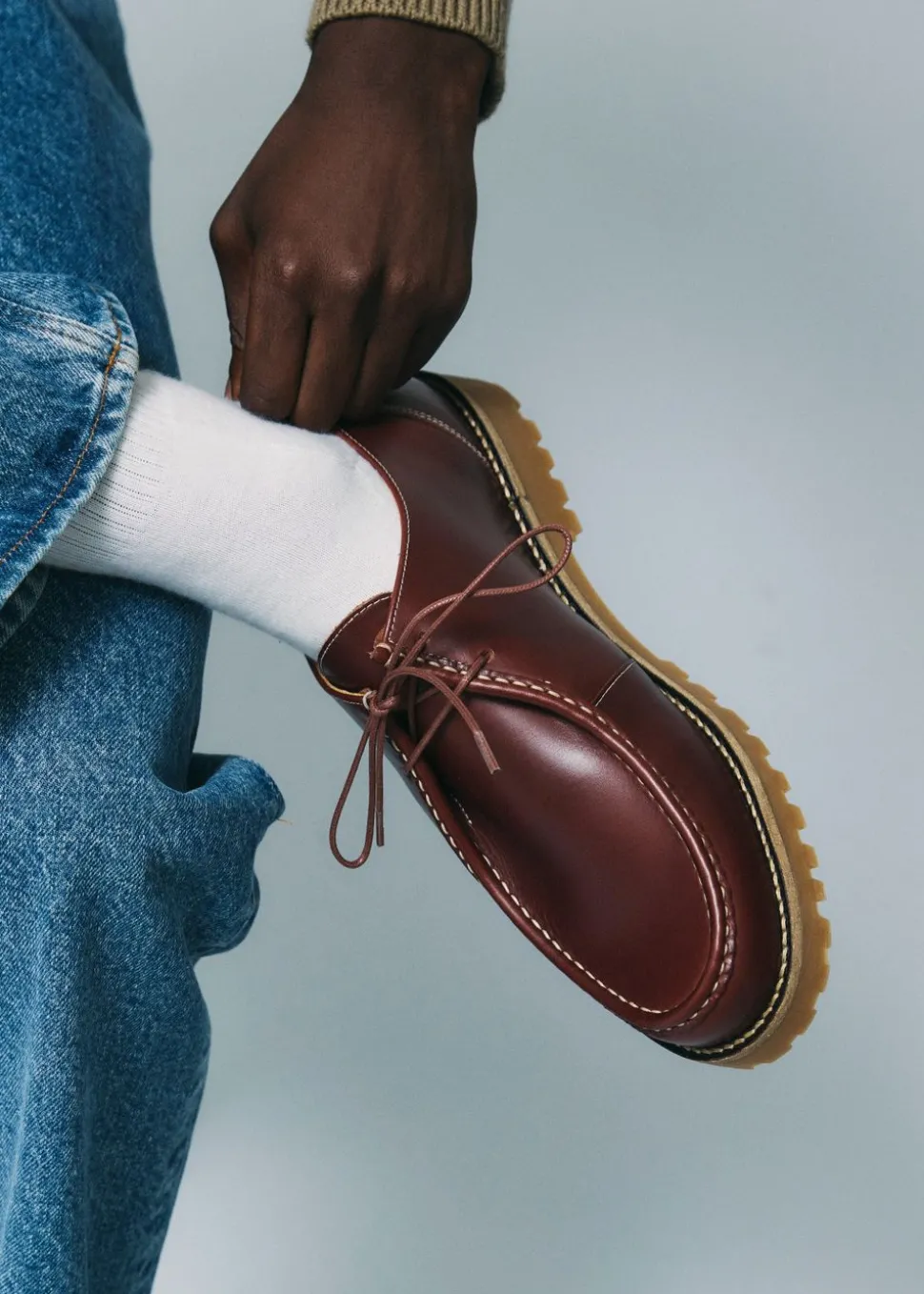 Chaussures en cuir certifié | marron "ollie moc toe - brown leather"