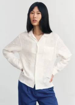 Chemise brodée en coton bio | blanc 