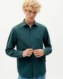 Chemise à carreaux en coton bio | bleu 