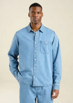 Chemise denim en coton bio | bleu clair "lunnevik denim light blue"