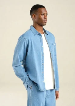 Chemise denim en coton bio | bleu clair 