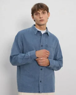 Chemise denim en coton bio | bleu | "leisure shirt recycled cotton - washed denim"