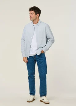 Chemise droite en coton bio | rayé "ken - eco brushed striped vintage blue"