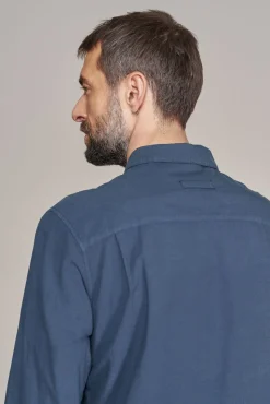 Chemise droite en coton bio, tencel et lin | marine 