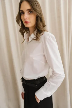 Chemise en coton bio | blanc "louilaa - white"