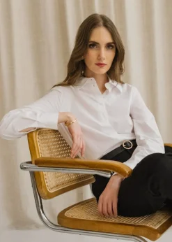 Chemise en coton bio | blanc "louilaa - white"