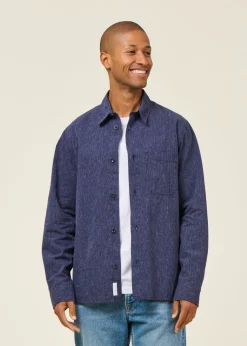 Chemise en coton bio | bleu "casual shirt - speckled navy"