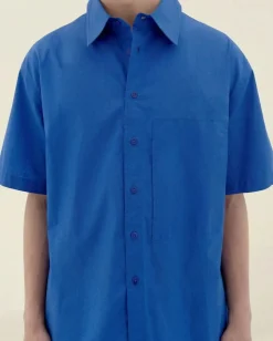 Chemise en coton bio | bleu 