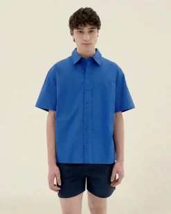 Chemise en coton bio | bleu 