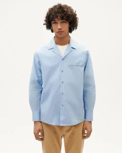 Chemise en coton bio | bleu "sky nascar shirt blue"