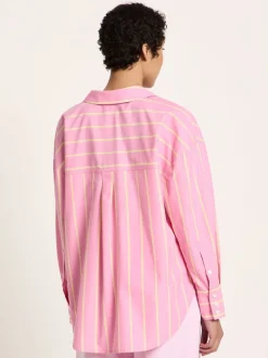 Chemise en coton bio | bright orchid/ sun