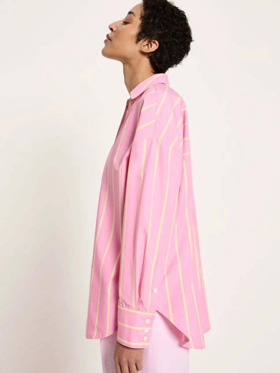 Chemise en coton bio | bright orchid/ sun